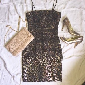 dressbarn Metallic Animal Print Party Dress